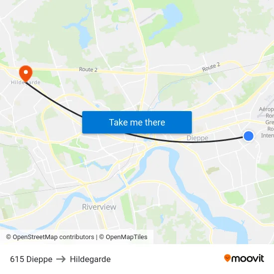 615 Dieppe to Hildegarde map