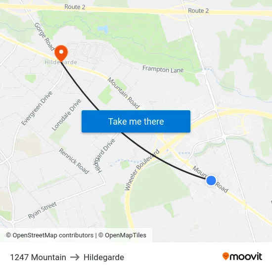 1247 Mountain to Hildegarde map