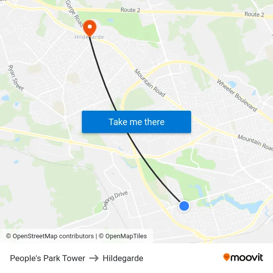 People's Park Tower to Hildegarde map