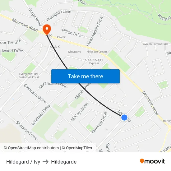 Hildegard / Ivy to Hildegarde map