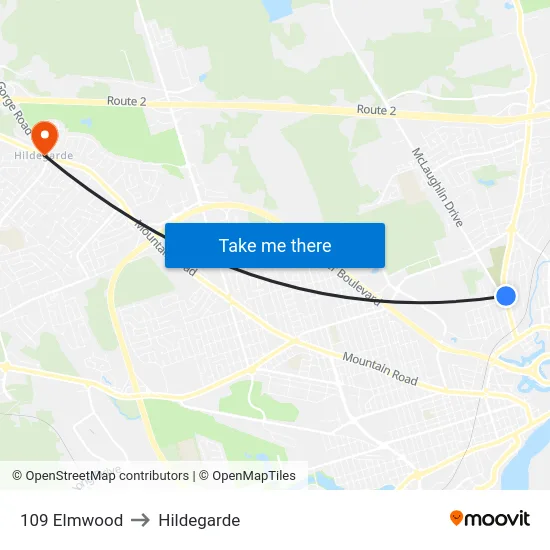 109 Elmwood to Hildegarde map