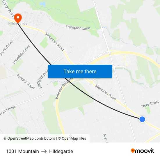 1001 Mountain to Hildegarde map