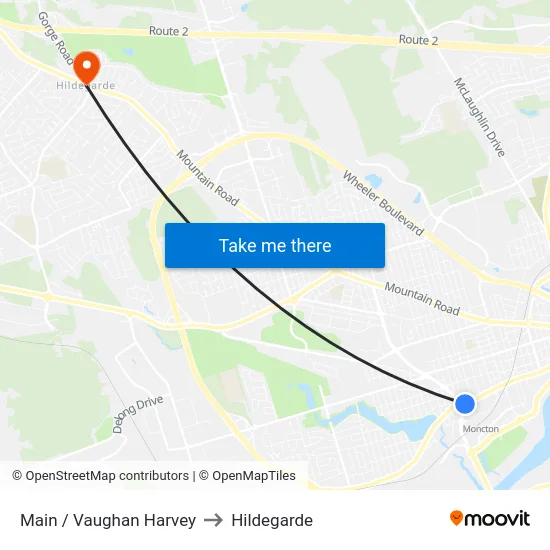 Main / Vaughan Harvey to Hildegarde map