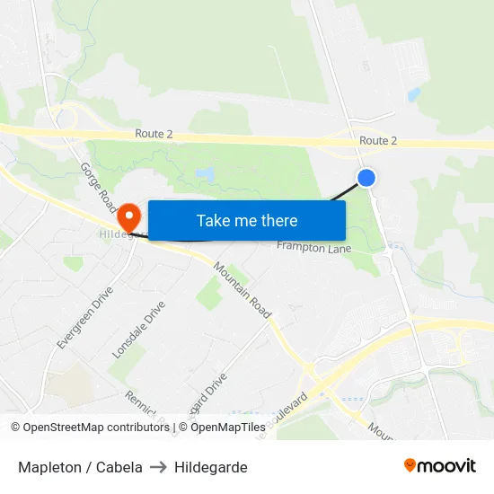 Mapleton / Cabela to Hildegarde map
