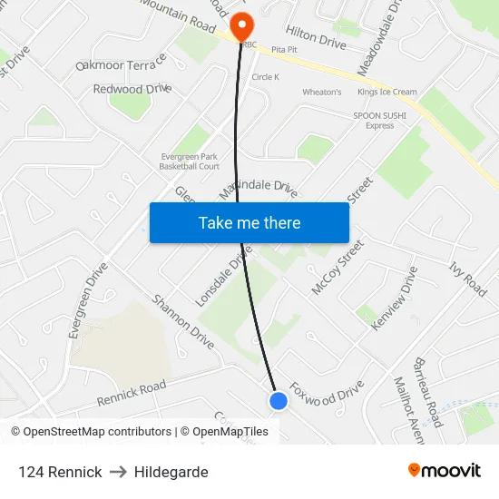 124 Rennick to Hildegarde map