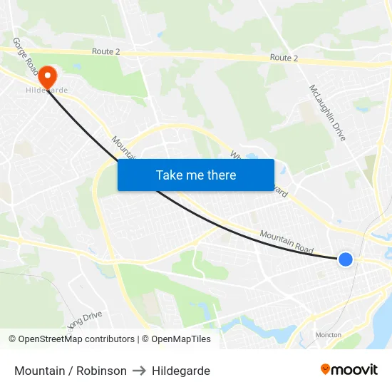 Mountain / Robinson to Hildegarde map