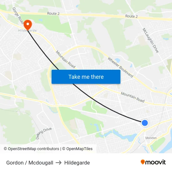 Gordon / Mcdougall to Hildegarde map