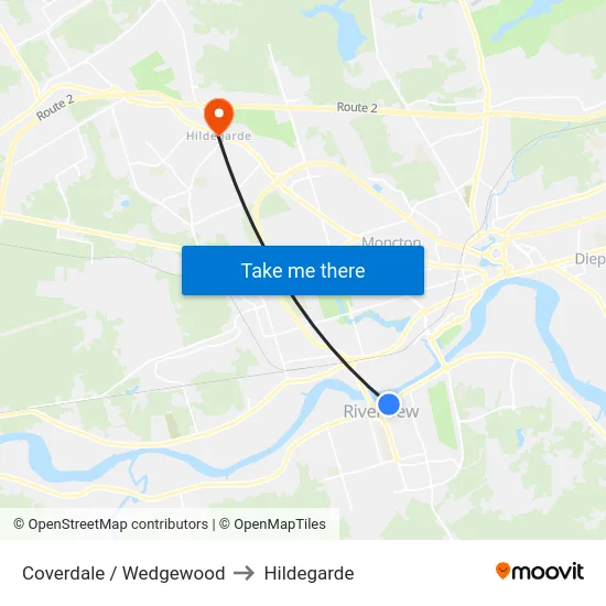 Coverdale / Wedgewood to Hildegarde map