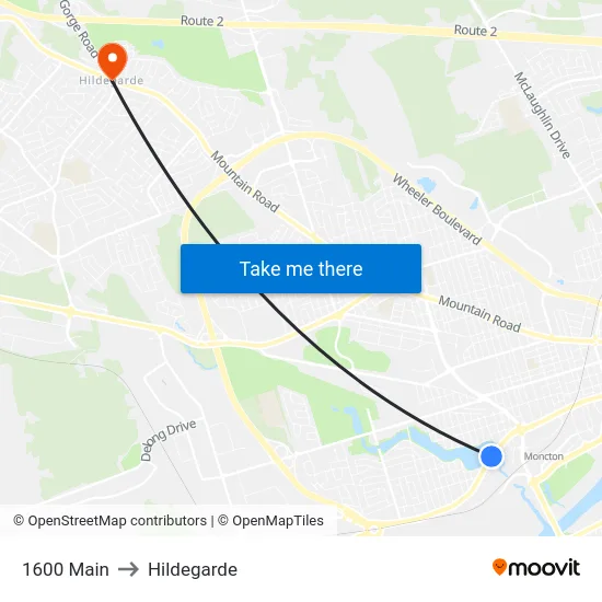 1600 Main to Hildegarde map