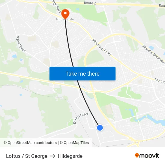 Loftus / St George to Hildegarde map