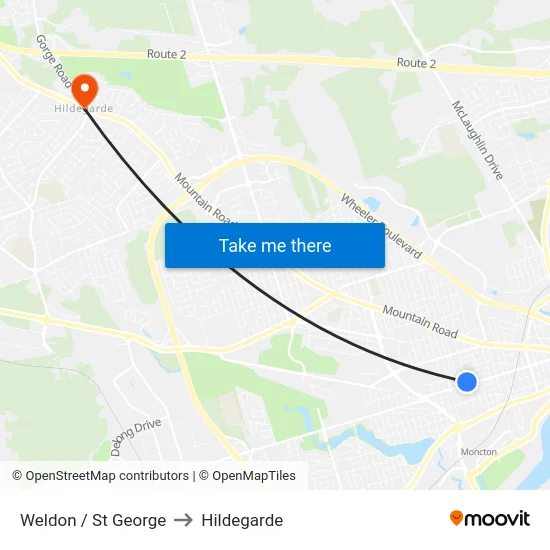 Weldon / St George to Hildegarde map