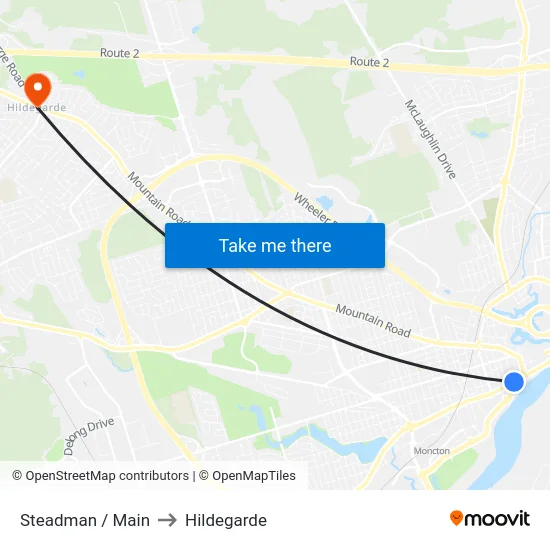 Steadman / Main to Hildegarde map