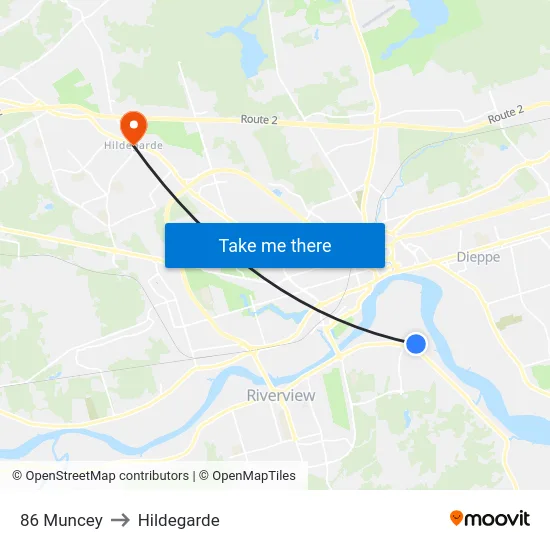 86 Muncey to Hildegarde map