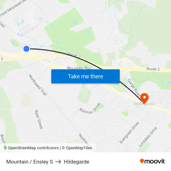 Mountain / Ensley S to Hildegarde map