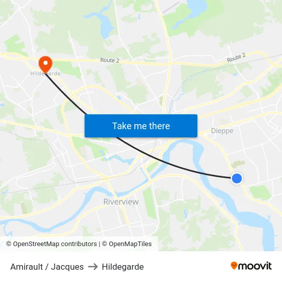 Amirault / Jacques to Hildegarde map