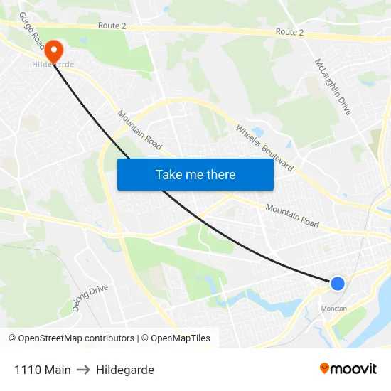 1110 Main to Hildegarde map