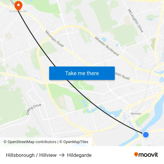 Hillsborough / Hillview to Hildegarde map