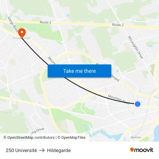250 Université to Hildegarde map