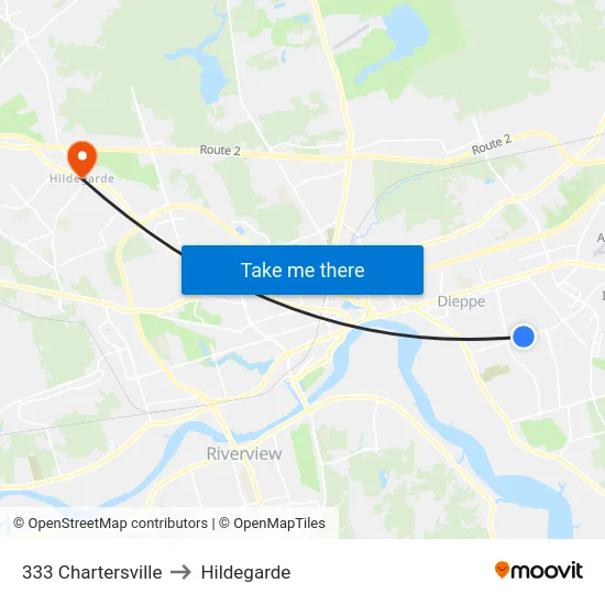 333 Chartersville to Hildegarde map