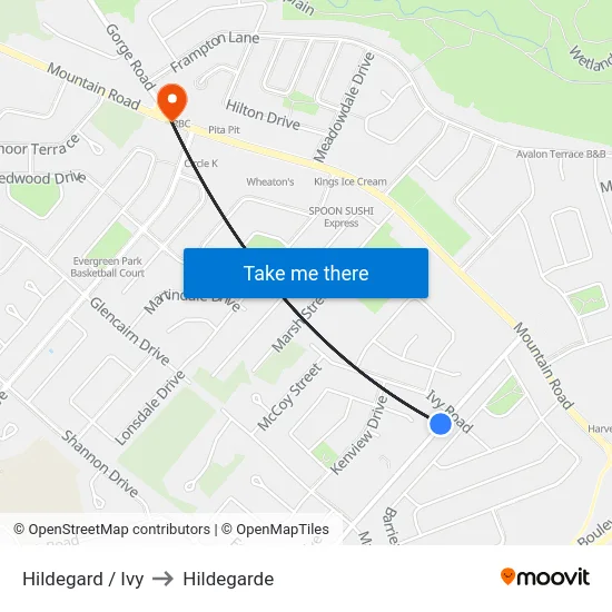 Hildegard / Ivy to Hildegarde map