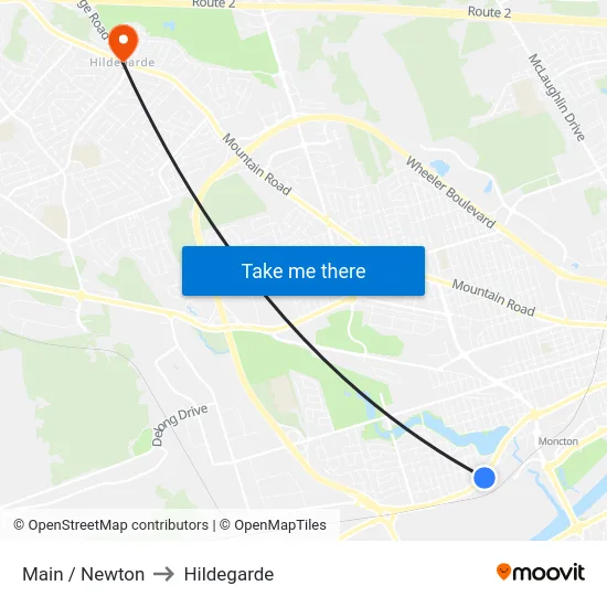 Main / Newton to Hildegarde map