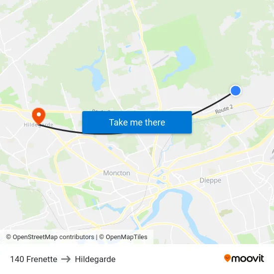 140 Frenette to Hildegarde map