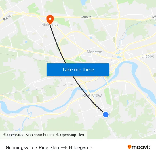 Gunningsville / Pine Glen to Hildegarde map