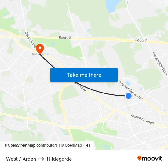 West / Arden to Hildegarde map
