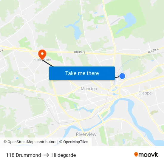 118 Drummond to Hildegarde map