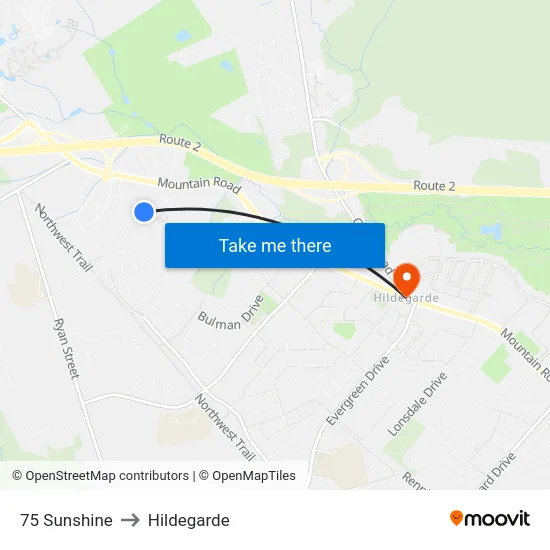 75 Sunshine to Hildegarde map