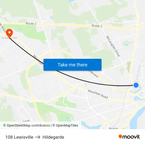 108 Lewisville to Hildegarde map