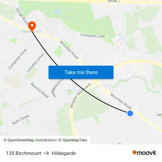 135 Birchmount to Hildegarde map