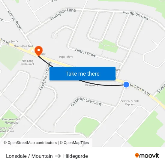 Lonsdale / Mountain to Hildegarde map
