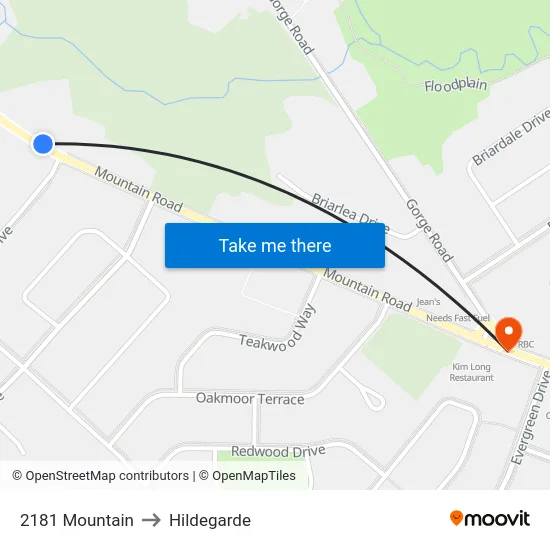 2181 Mountain to Hildegarde map