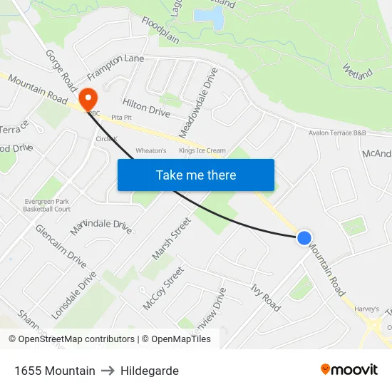 1655 Mountain to Hildegarde map