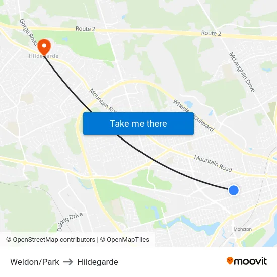 Weldon/Park to Hildegarde map