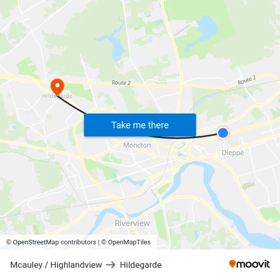 Mcauley / Highlandview to Hildegarde map