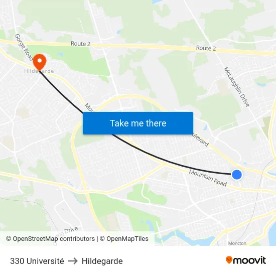 330 Université to Hildegarde map