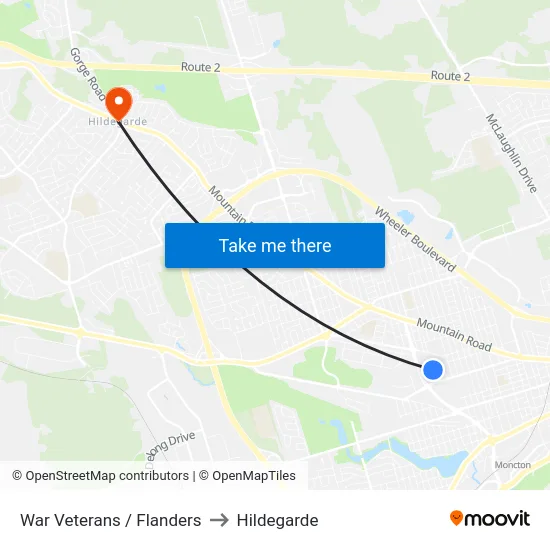 War Veterans / Flanders to Hildegarde map
