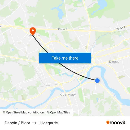 Darwin / Bloor to Hildegarde map
