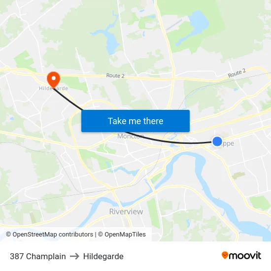 387 Champlain to Hildegarde map