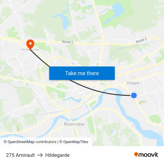 275 Amirault to Hildegarde map
