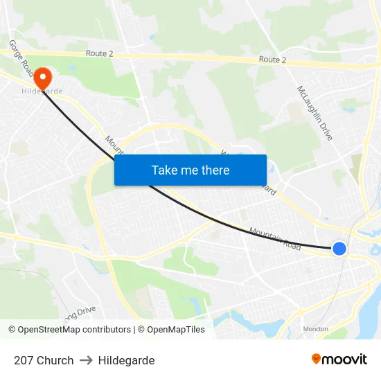 207 Church to Hildegarde map