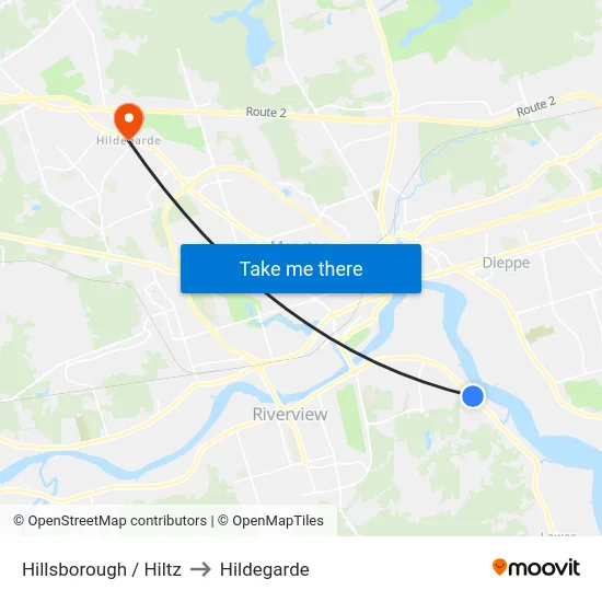 Hillsborough / Hiltz to Hildegarde map