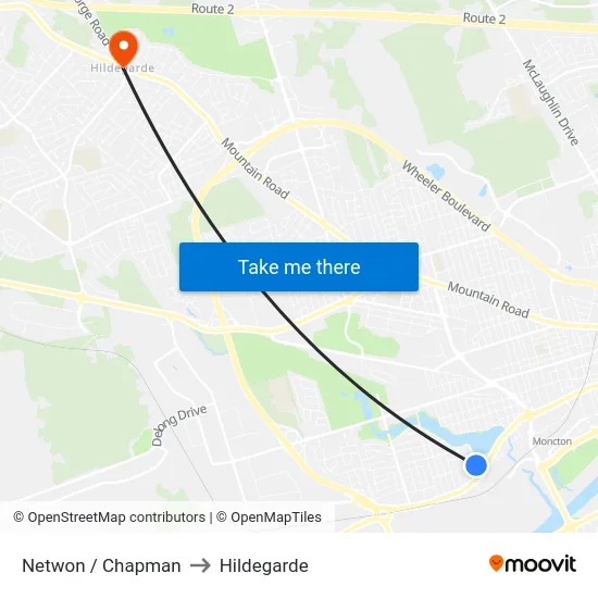 Netwon / Chapman to Hildegarde map