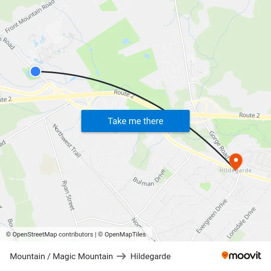 Mountain / Magic Mountain to Hildegarde map
