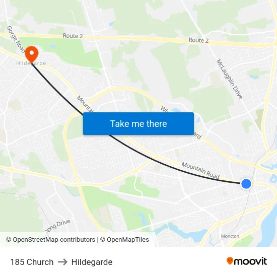 185 Church to Hildegarde map