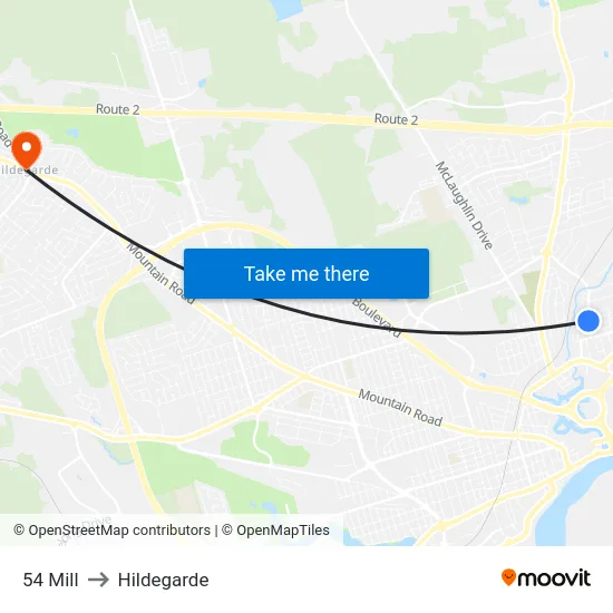 54 Mill to Hildegarde map