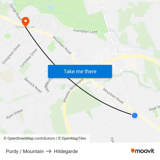 Purdy / Mountain to Hildegarde map