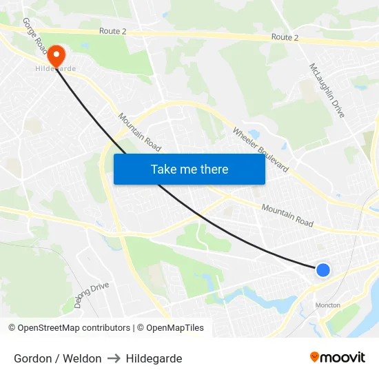 Gordon / Weldon to Hildegarde map